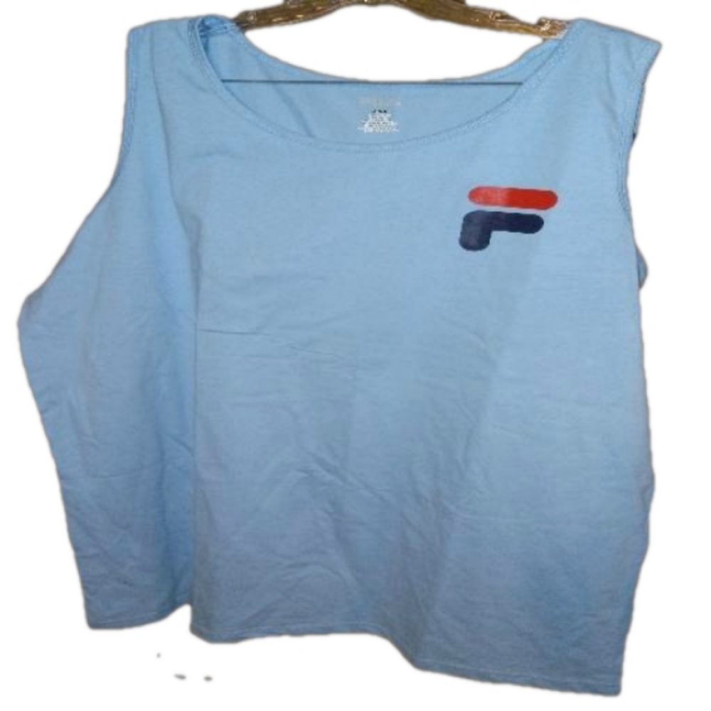 NWT FILA Big & Tall Men's Tank Top Light Blue w/ navy & red "F" graphic Size XLT